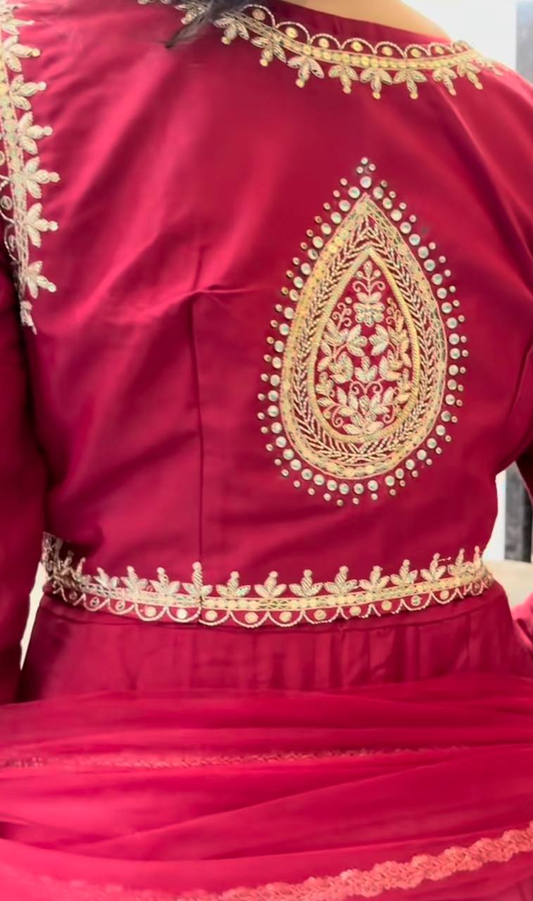 Roman Cotton Maxi Anarkali Suit Embroidery Party Wear