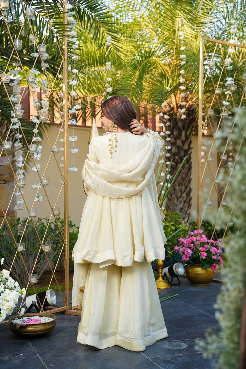 Cosmos Gold Mirror Work Sharara Set