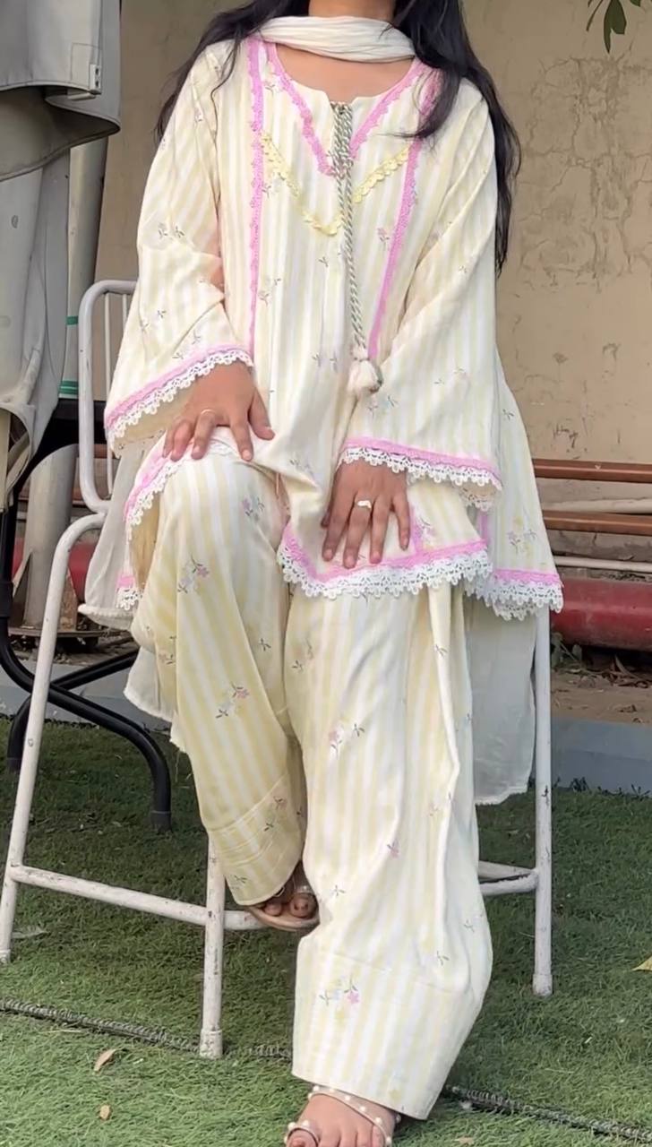 Natural Crepe Farshi Suit Set Ready to Wear