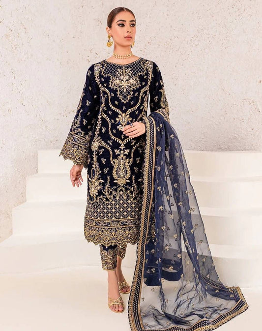 Royal Embroidered Chinon Silk Suit Set
