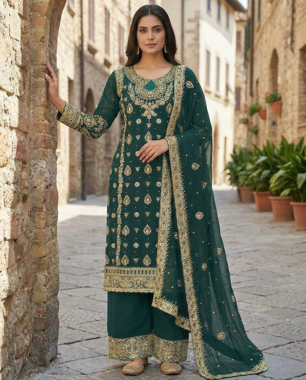 Meher Luxe Embroidered Faux Georgette Suit Set