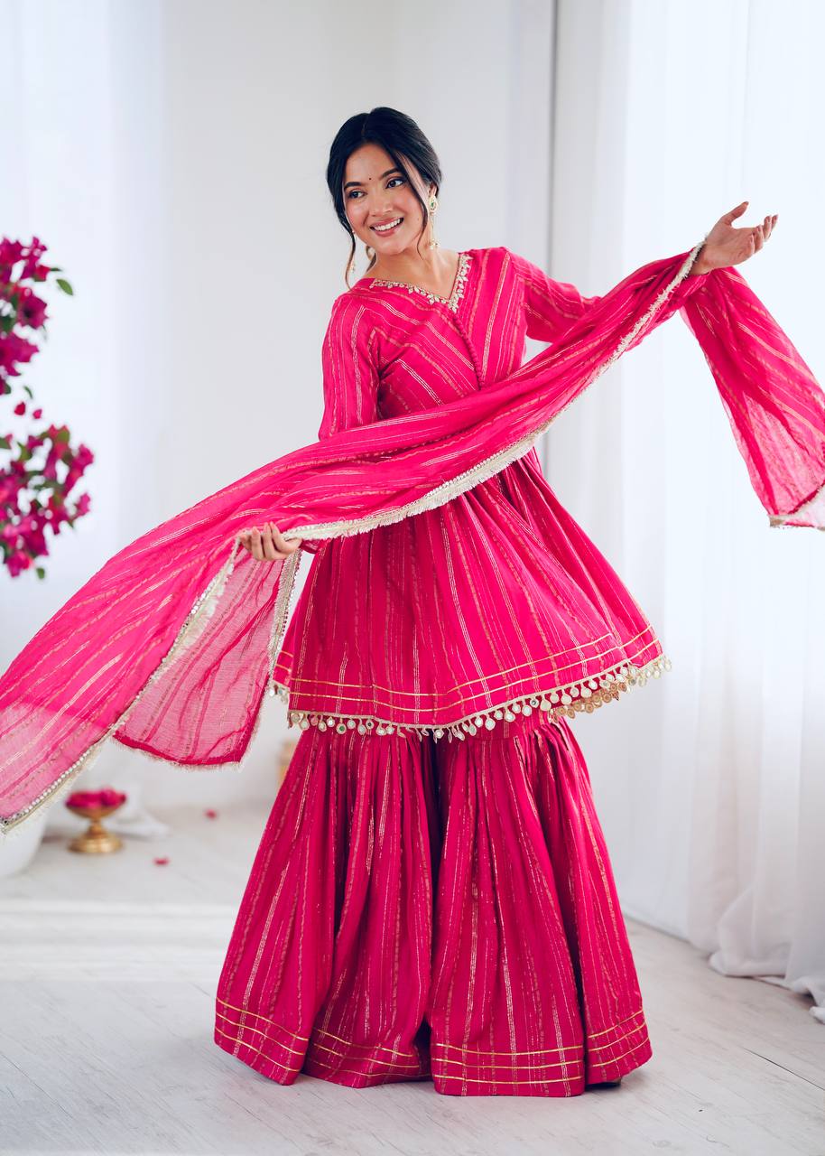 Noorika Mirror Work Chanderi Sharara Set