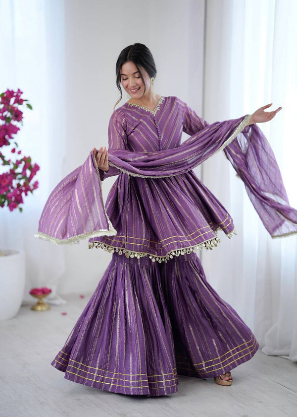 Noorika Mirror Work Chanderi Sharara Set
