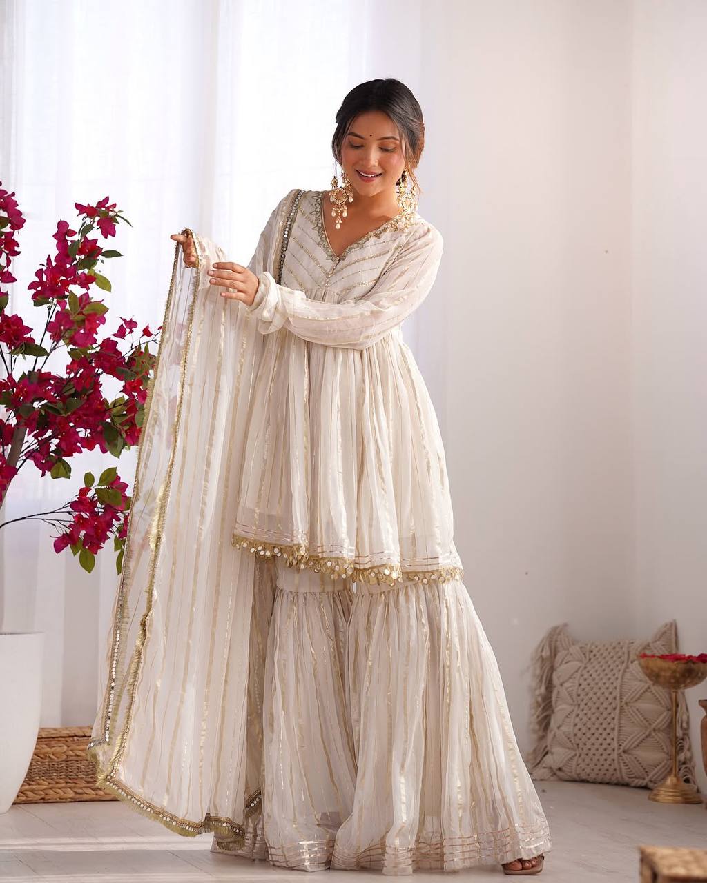 Noorika Mirror Work Chanderi Sharara Set
