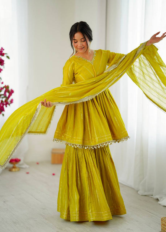 Noorika Mirror Work Chanderi Sharara Set