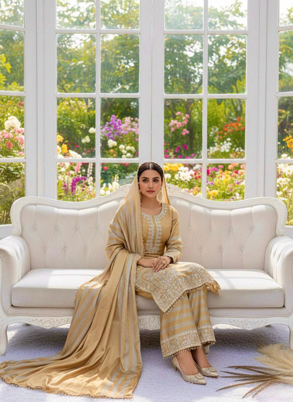 Elara Grace Chinon Silk Palazzo Suit Set