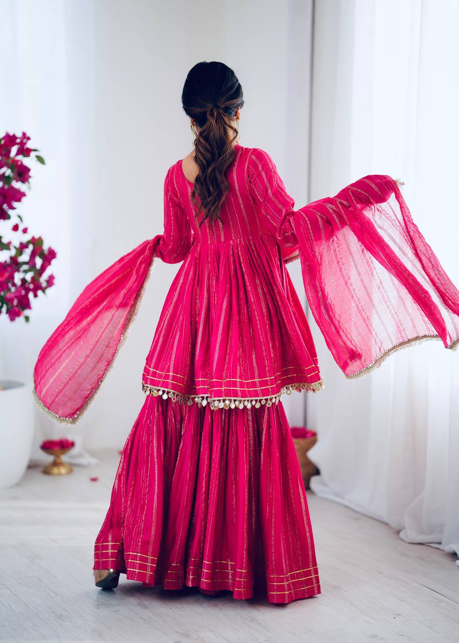 Noorika Mirror Work Chanderi Sharara Set