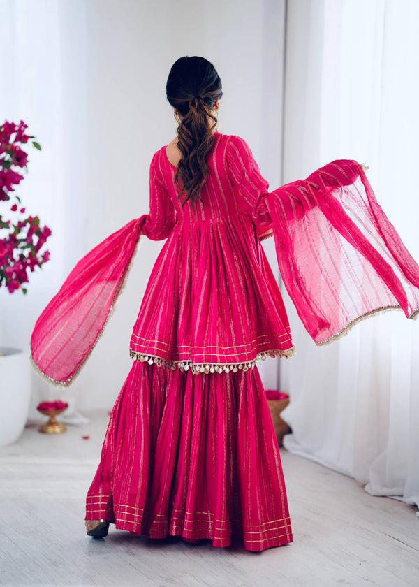Noorika Mirror Work Chanderi Sharara Set