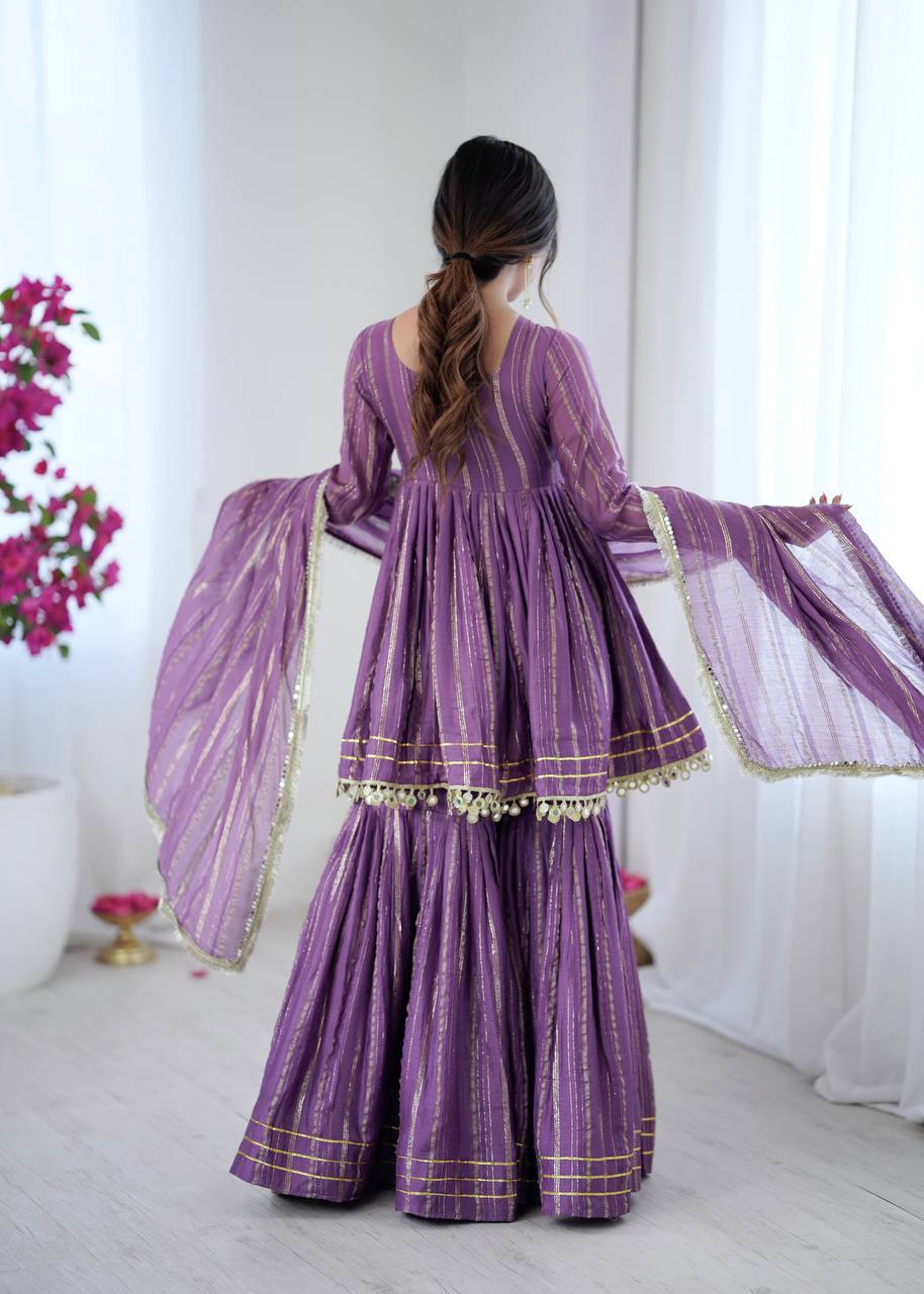 Noorika Mirror Work Chanderi Sharara Set