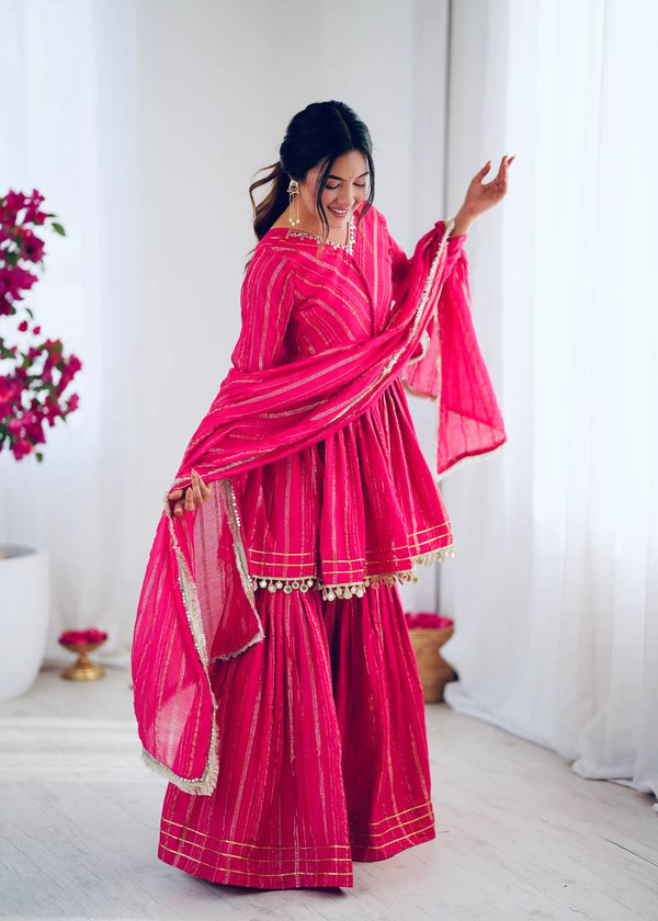 Noorika Mirror Work Chanderi Sharara Set