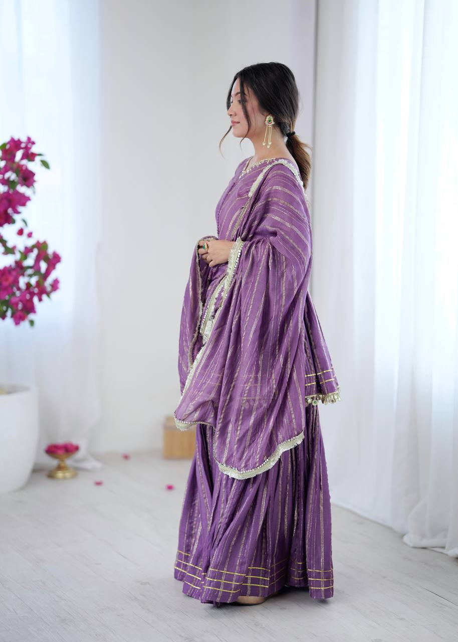 Noorika Mirror Work Chanderi Sharara Set