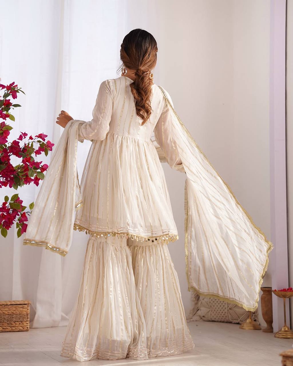 Noorika Mirror Work Chanderi Sharara Set
