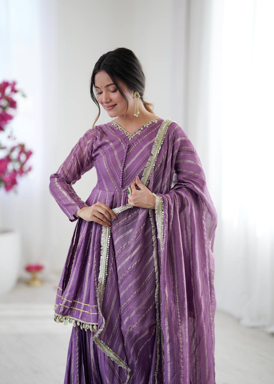 Noorika Mirror Work Chanderi Sharara Set
