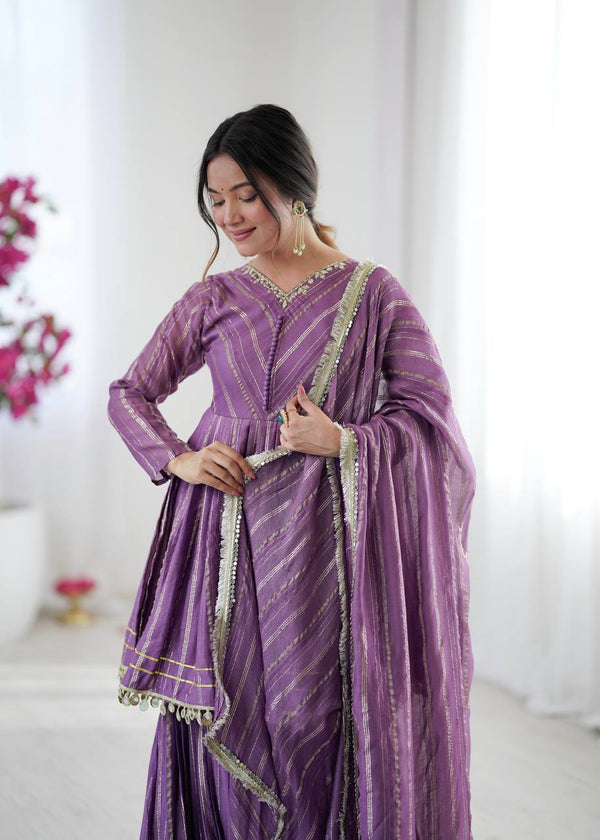 Noorika Mirror Work Chanderi Sharara Set