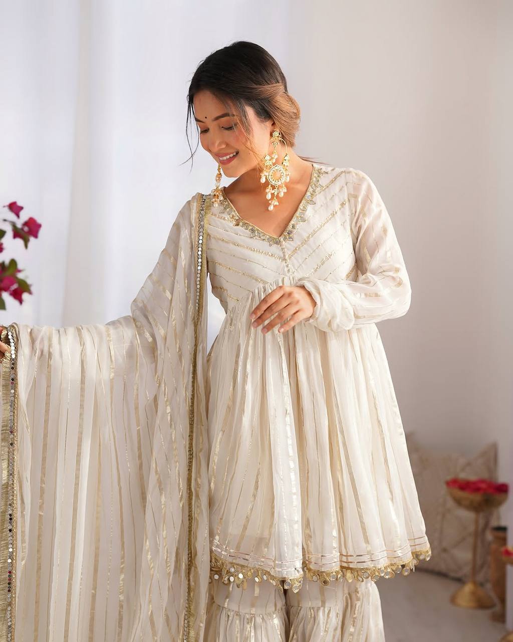 Noorika Mirror Work Chanderi Sharara Set