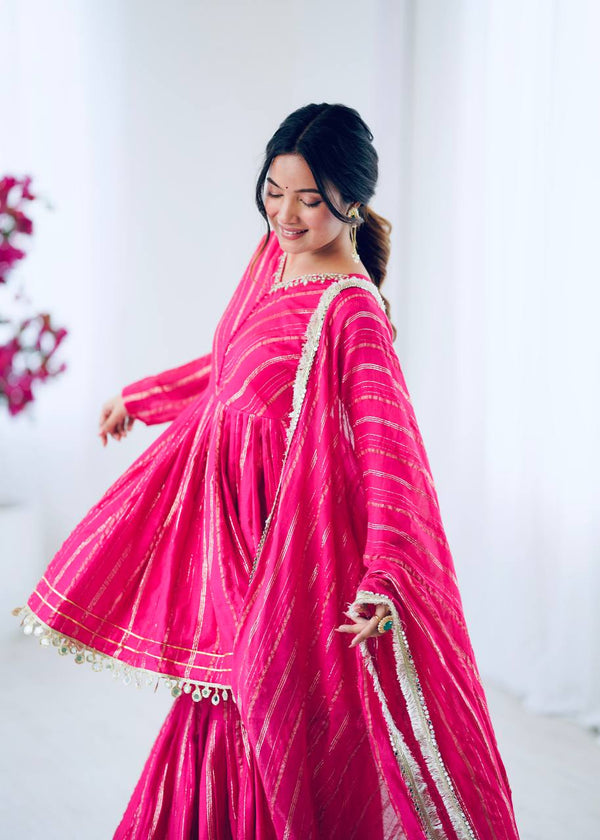 Noorika Mirror Work Chanderi Sharara Set