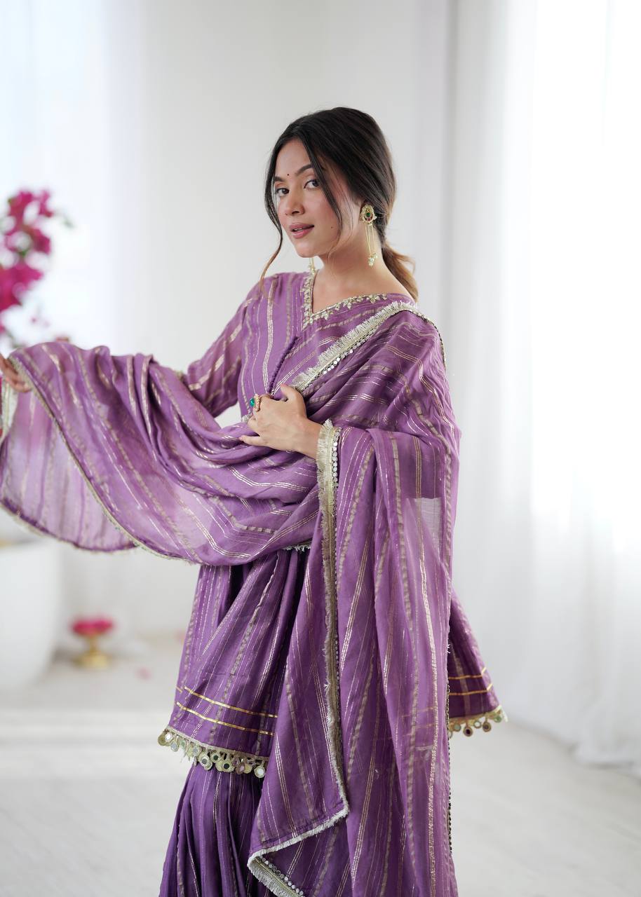 Noorika Mirror Work Chanderi Sharara Set