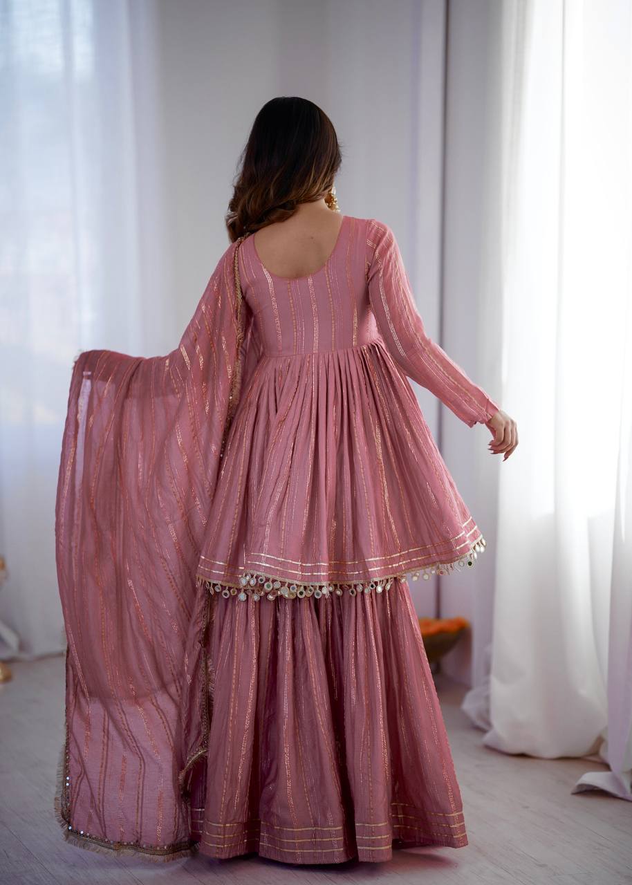 Noorika Mirror Work Chanderi Sharara Set