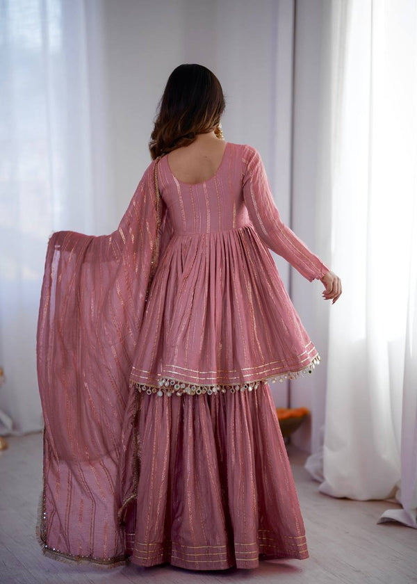 Noorika Mirror Work Chanderi Sharara Set