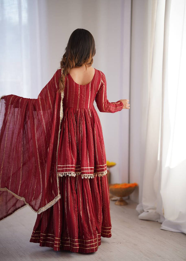 Noorika Mirror Work Chanderi Sharara Set