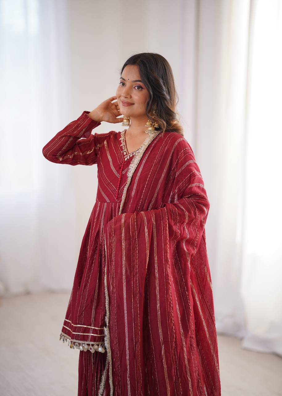 Noorika Mirror Work Chanderi Sharara Set