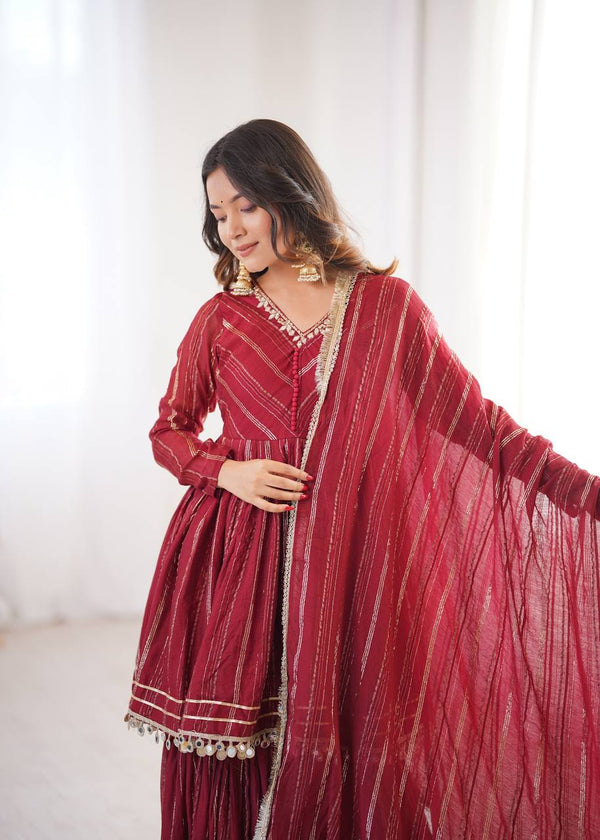 Noorika Mirror Work Chanderi Sharara Set