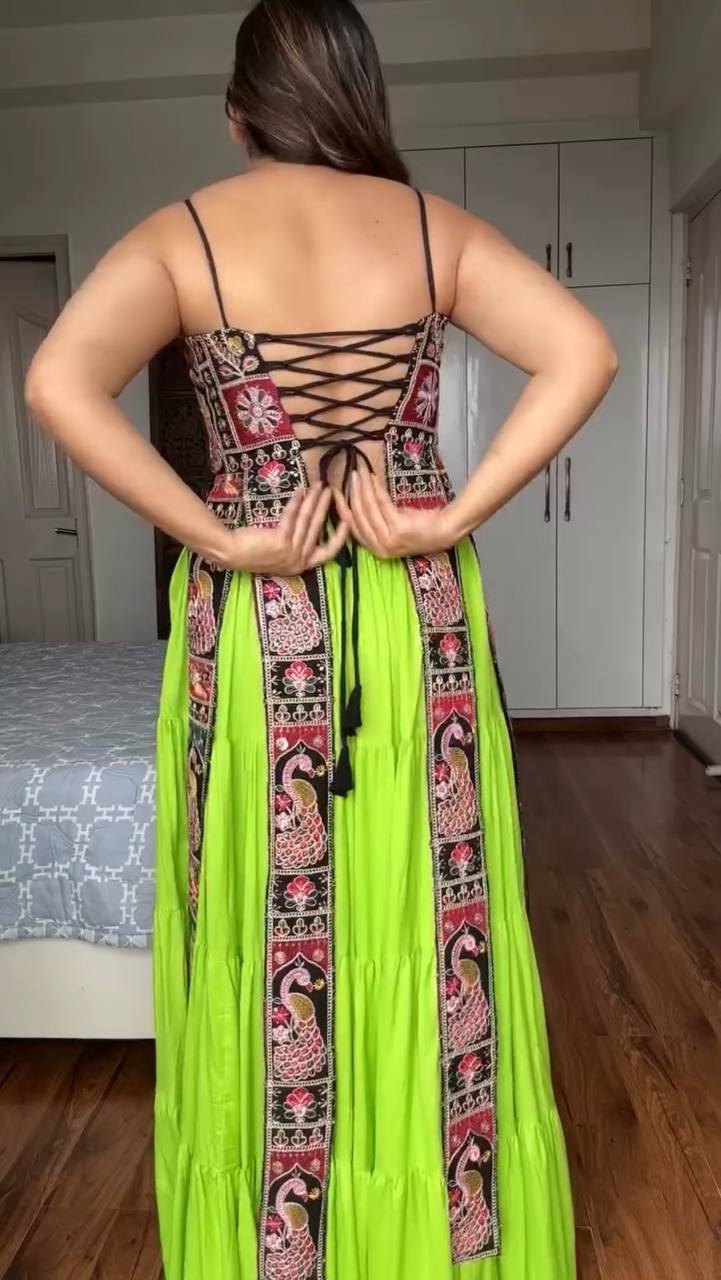 Bangalore Silk Kurti Lehenga Set with Coding Dori