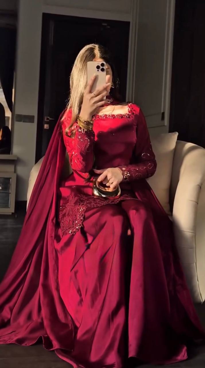 Fendy Silk Embroidered Palazzo Suit Set