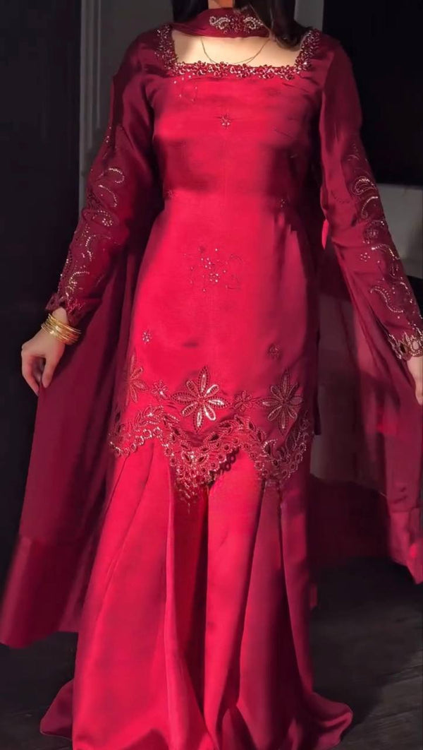 Fendy Silk Embroidered Palazzo Suit Set