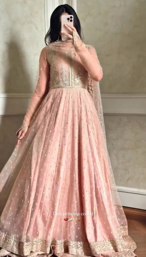 Faux Georgette Gown Lehenga Set Party Wear