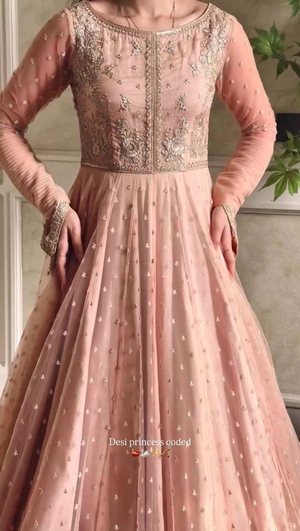 Faux Georgette Gown Lehenga Set Party Wear