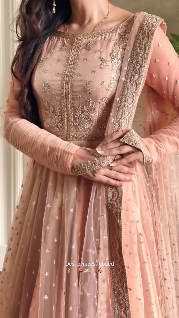 Faux Georgette Gown Lehenga Set Party Wear