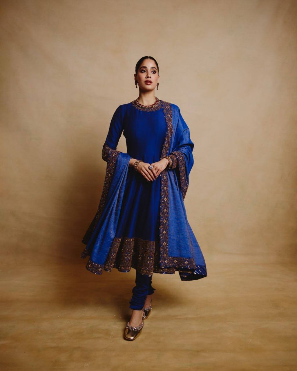 Chinon Anarkali Set Sequins Party Wear