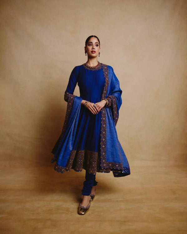 Chinon Anarkali Set Sequins Party Wear