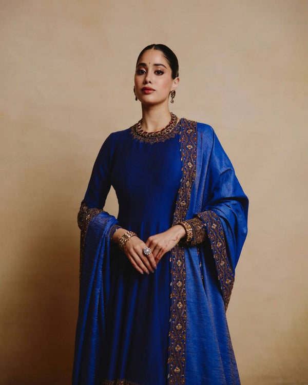 Chinon Anarkali Set Sequins Party Wear