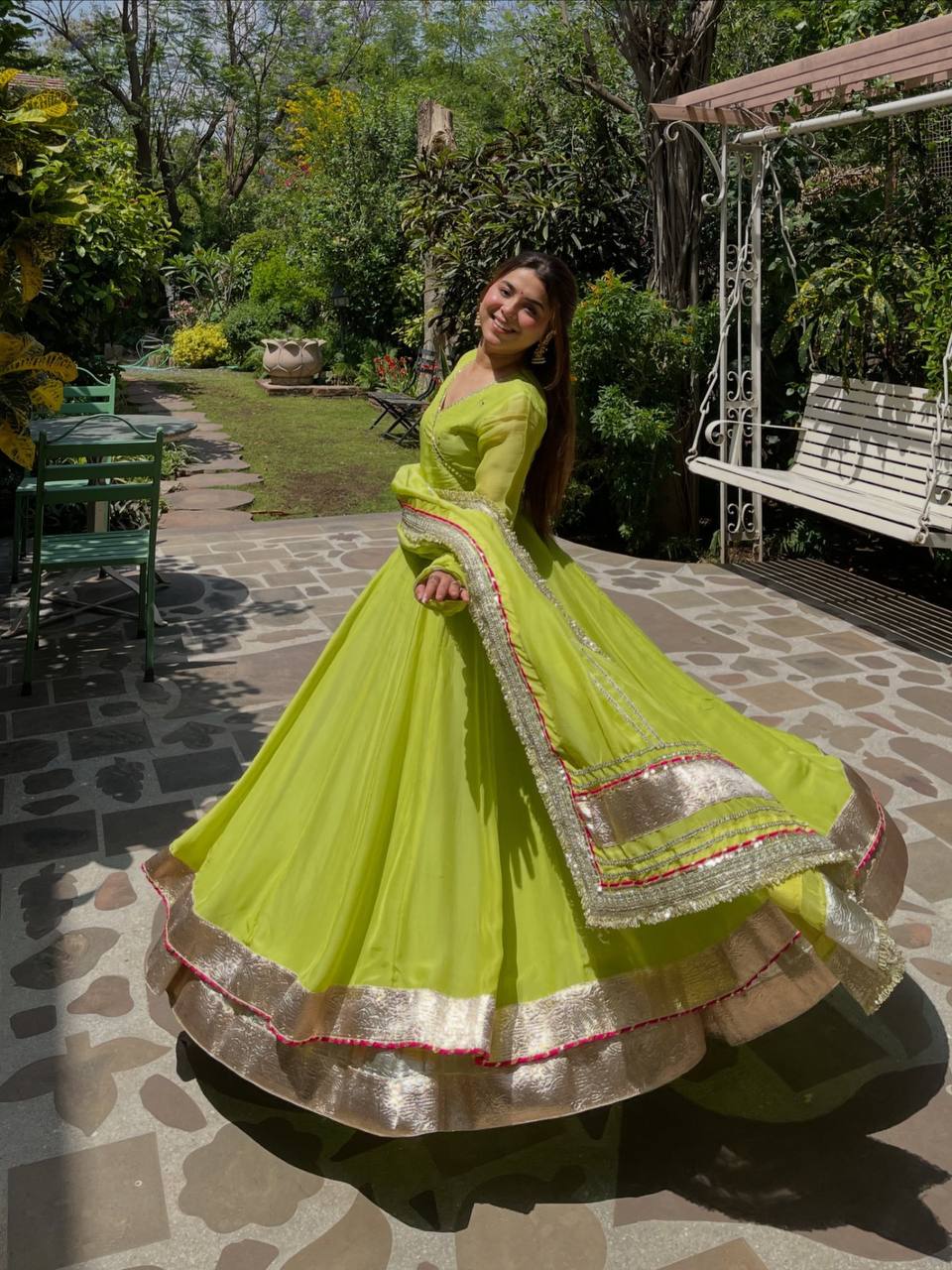 Tabby Organza Silk Anarkali Lehenga Set Party Wear