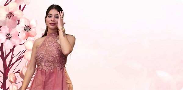 Heavy Fandy Silk Handwork Halter Neck Sharara Palazzo Set