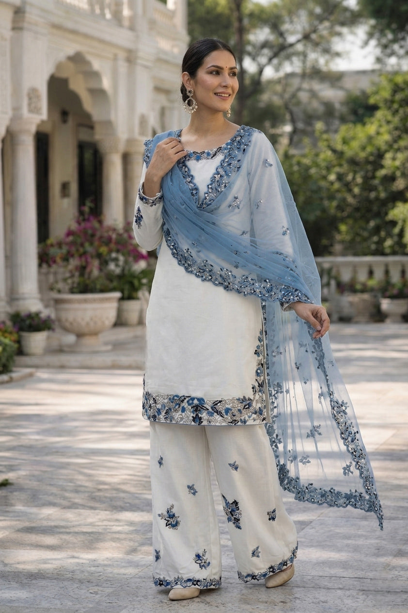 Rayon Cotton Palazzo Suit Set Party Wear