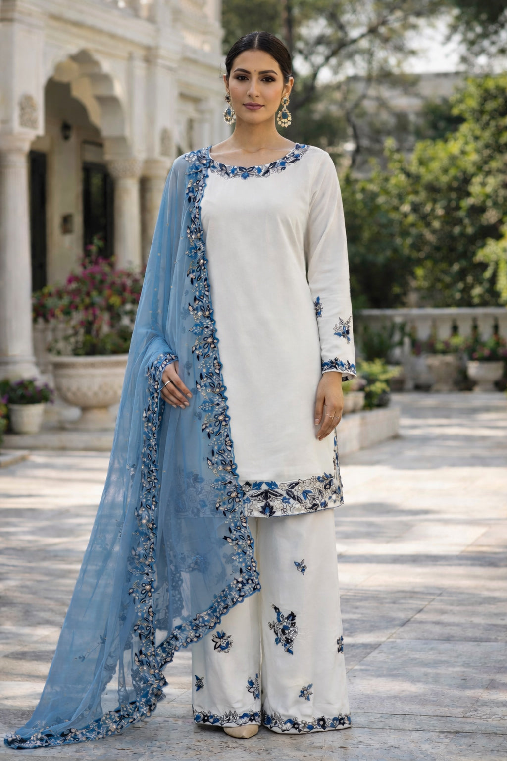 Rayon Cotton Palazzo Suit Set Party Wear