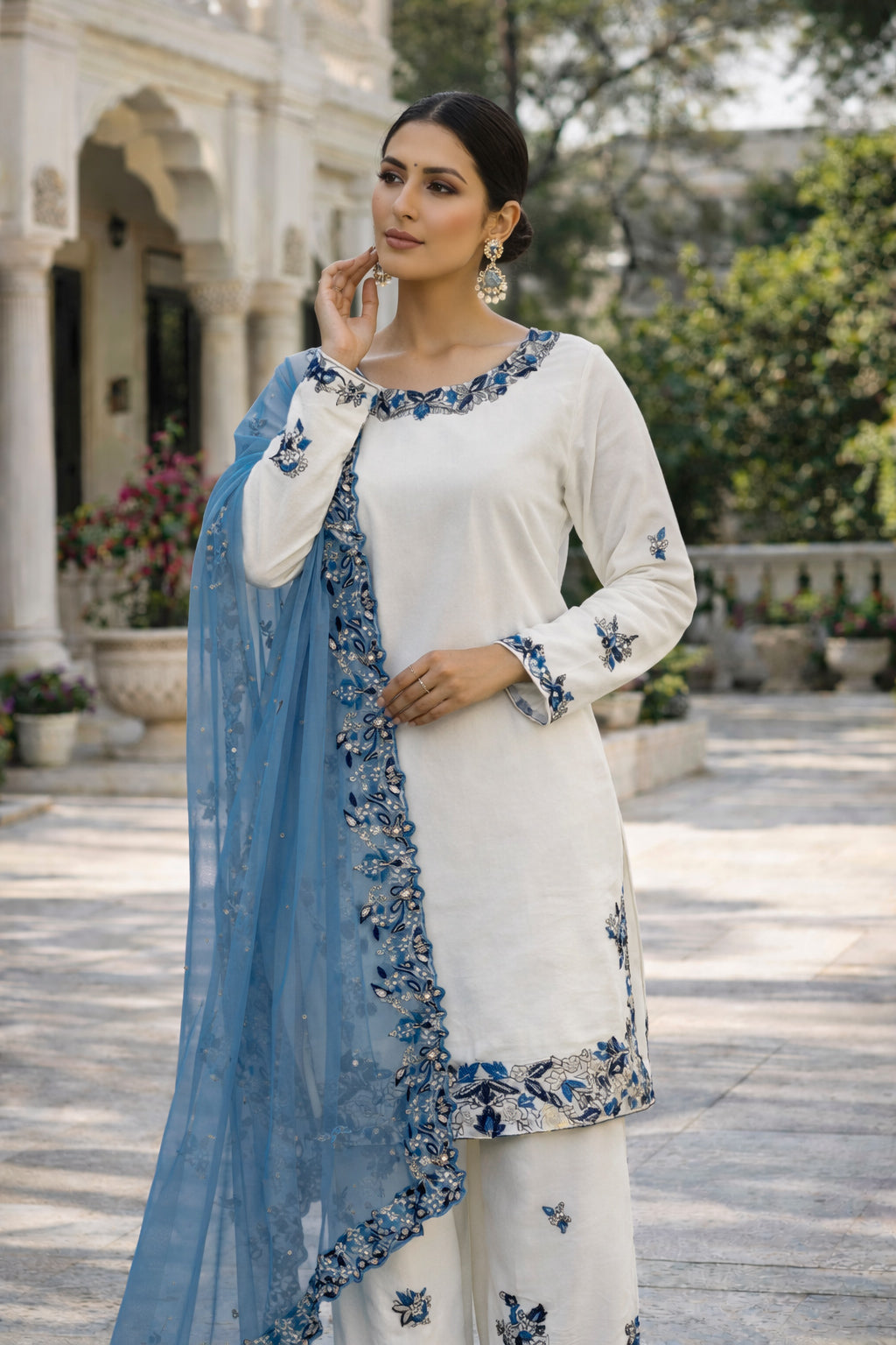 Rayon Cotton Palazzo Suit Set Party Wear