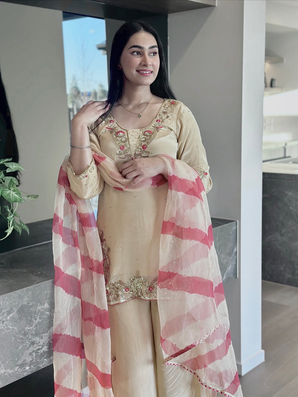 Crepe Silk Plazzo Suit Set Embroidery Party Wear