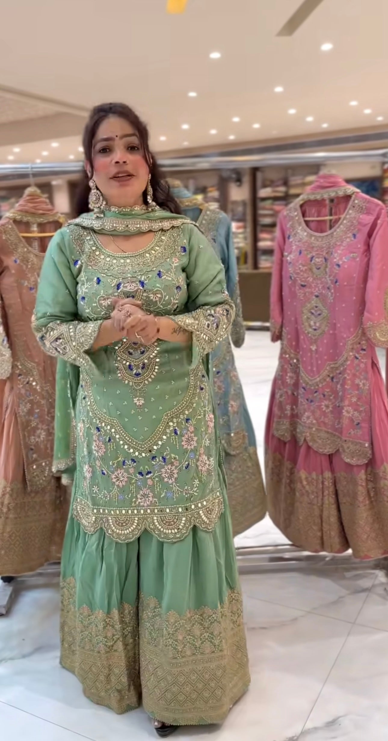 Designer Party Wear Sharara Suit Set with Embroidered Dupatta