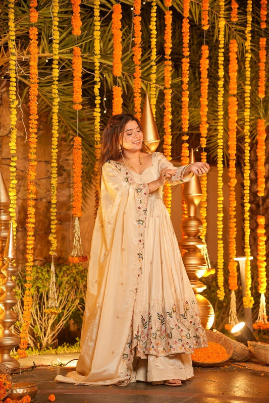 Royal Zari Embroidered Anarkali Suit Set