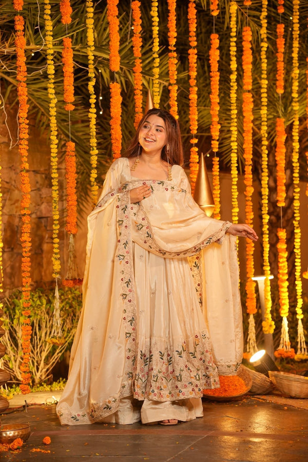 Royal Zari Embroidered Anarkali Suit Set