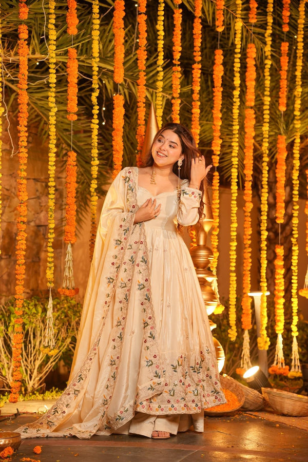 Royal Zari Embroidered Anarkali Suit Set