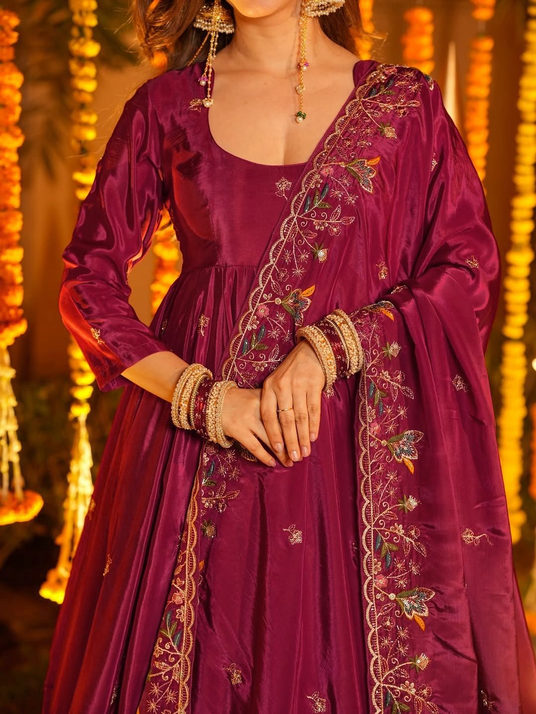 Royal Zari Embroidered Anarkali Suit Set