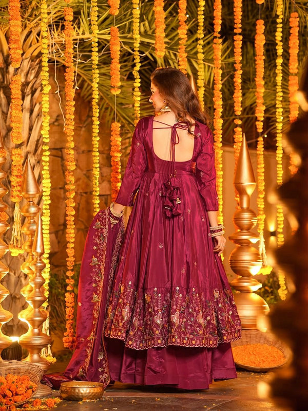 Royal Zari Embroidered Anarkali Suit Set