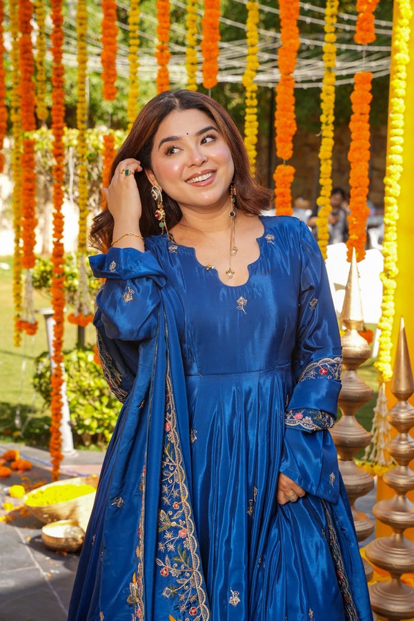 Royal Zari Embroidered Anarkali Suit Set