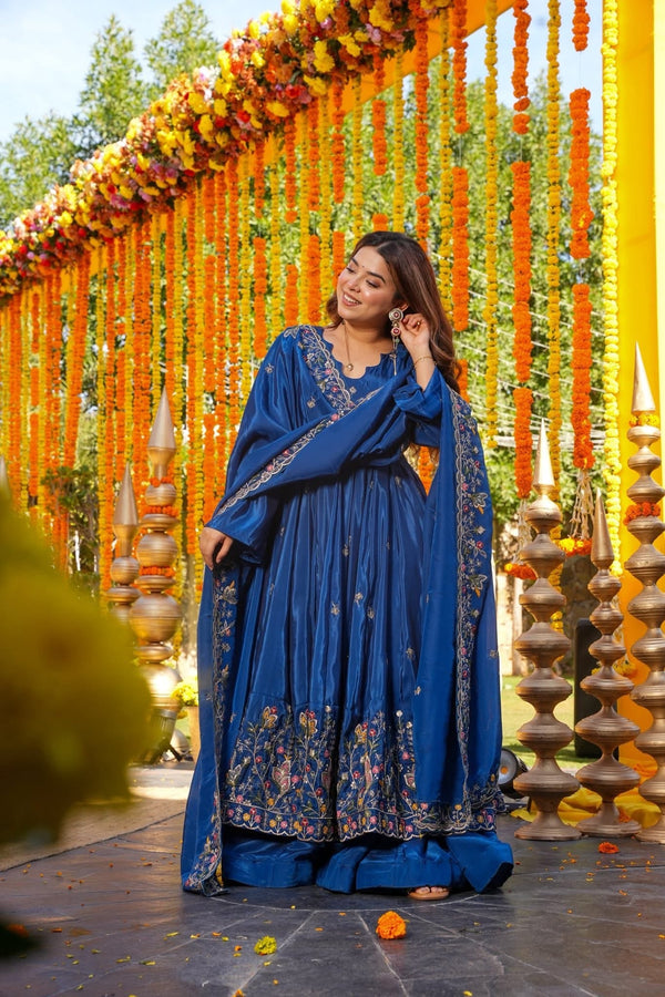 Royal Zari Embroidered Anarkali Suit Set