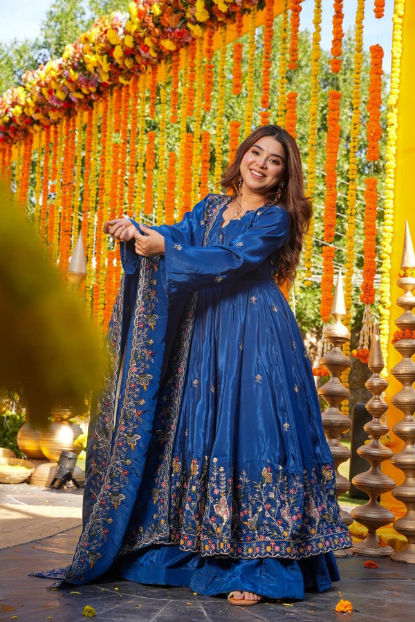 Royal Zari Embroidered Anarkali Suit Set